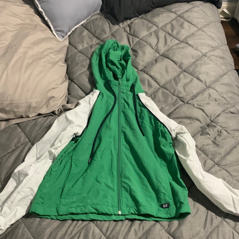 Green and White Abercrombie & Fitch Jacket Size Small